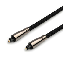 Glossy Black  Metal Shell Ultra-Durable  Fiber Optic Male to Male Cord