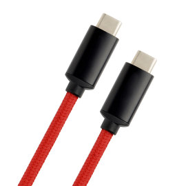 High Speed Data Transfer 10Gbps Red Cotton Braided Usb 3.1 Type C To Type C Cable
