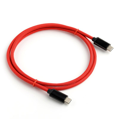 High Speed Data Transfer 10Gbps Red Cotton Braided Usb 3.1 Type C To Type C Cable