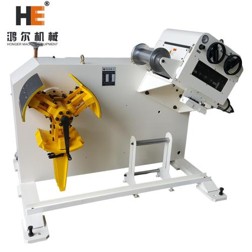 GL-500 2 in 1 Decoiler Straightener Combo machine working with coil feeder and press machine