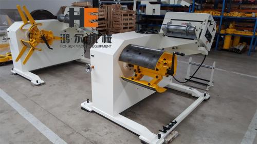 GL-200 2 in 1 Decoiler Straightener Combo machine working with coil feeder and press machine