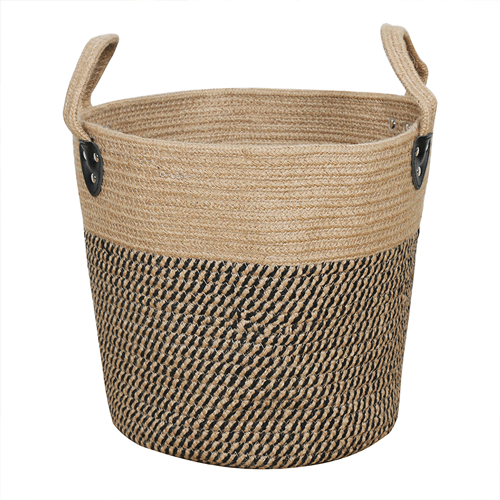 Multi-function Round Ins Style Cotton Rope Linen Plant Foldable Storage Basket With Handle