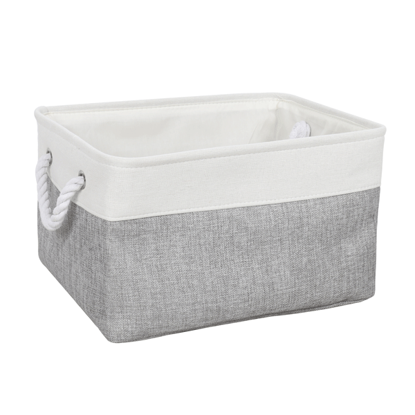 Home Fabric Basket Hard Beige Grey Storage Foldable Baskets Box