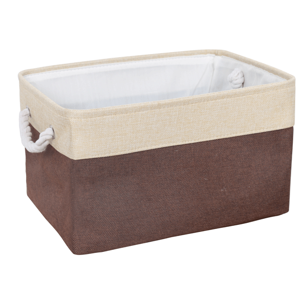 Home Fabric Basket Hard Beige Grey Storage Foldable Baskets Box