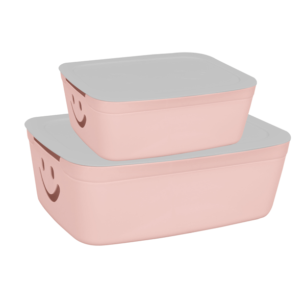 Multifunction Storage Container Smile Design Storage Box With Lid Pure Color 6L 12L Plastic Storage Box