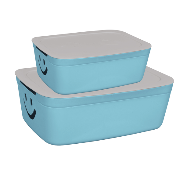 Multifunction Storage Container Smile Design Storage Box With Lid Pure Color 6L 12L Plastic Storage Box