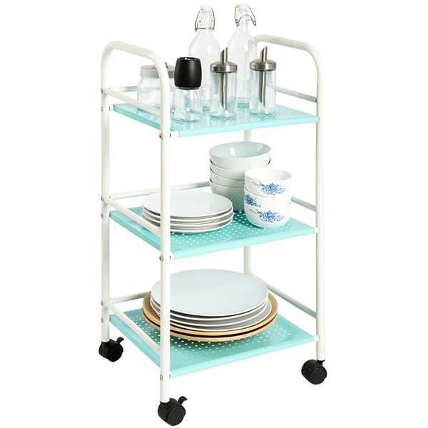 3 Tier Rolling Metal Kitchen Trolley Cart with Handles