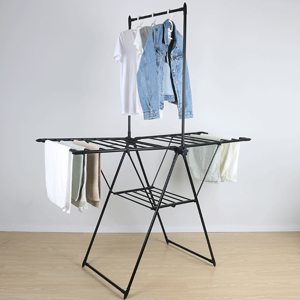Iron Pipe Foldable Wing-Arm Laundry Rack