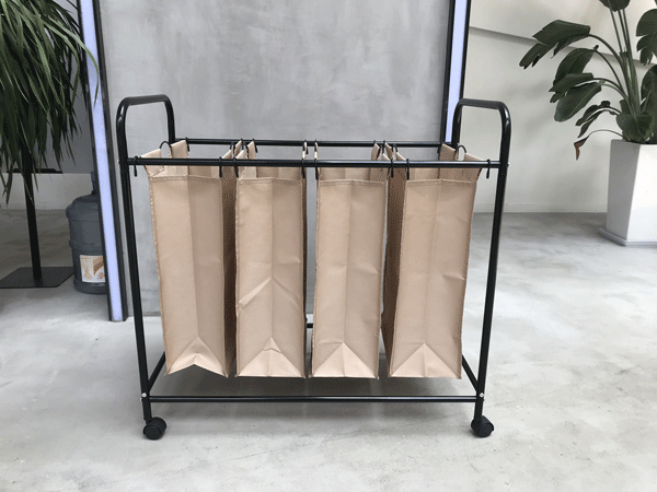 2020 Amazon New Products Cloth art laundry cart with wheels with 4 bags