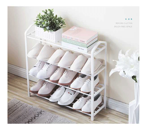 Home 4 Tier Portable Display For Living Room With Handles Shoe Rack Storage Metal