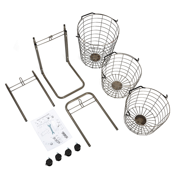 2020 Best Selling Movable Rolling Three-tier Wire Laundry Basket Trolley Perforated Metal Baskets