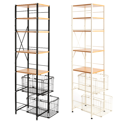 Modern 6-Layer Kitchen Storage Shelving Rack With Drawer Basket Design
