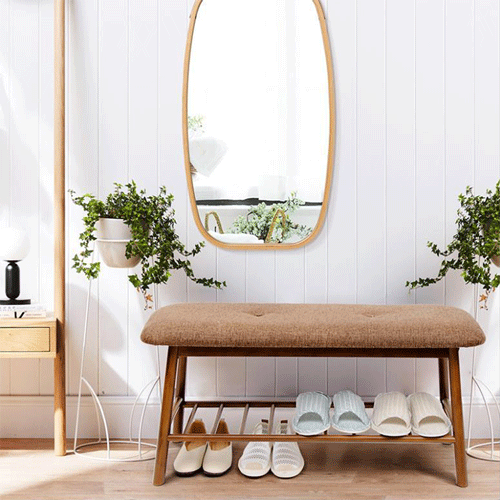 Eco-friendly Bamboo Shoe Bench Indoor Outdoor Bamboo Bench Storage Shoe Changing Stool Bamboo Shoe Bench For Entrance