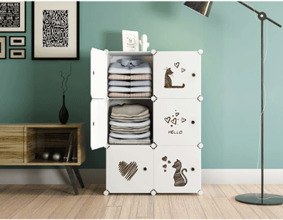 6-Cube Bedroom Modern Furniture Plastic Dress Cabinet Wardrobe Storage Rack for Toys Baby cupboard Wardrobes