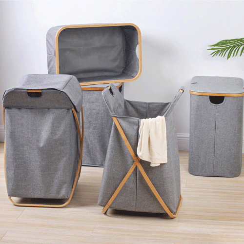 Single Laundry Hamper With Lid And Removable Liner Morden Bamboo Laundry Basket Foldable Hamper