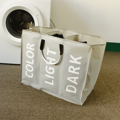 Three Grids  Aluminum Handle Oxford Cloth Folding Organizer Storage Laundry Basket  For Clothes