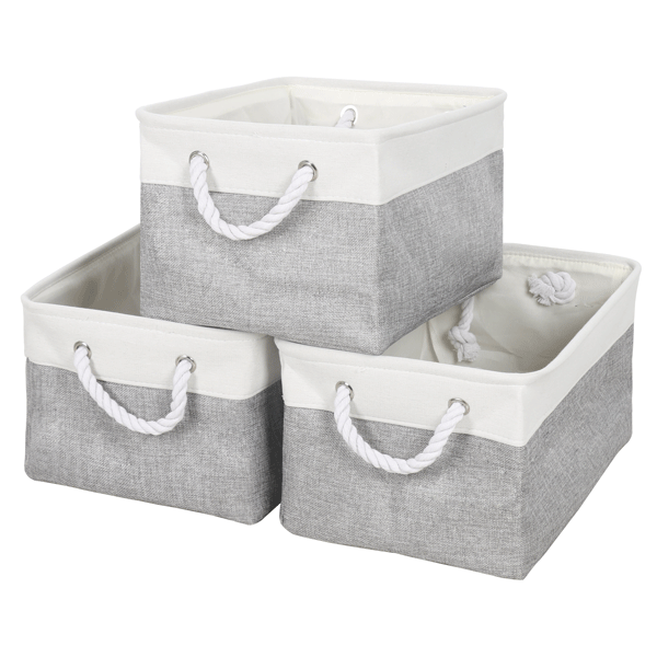 2022 New Waterproof Cotton and Paper Square Fabric Basket Organizer Storage Boxes