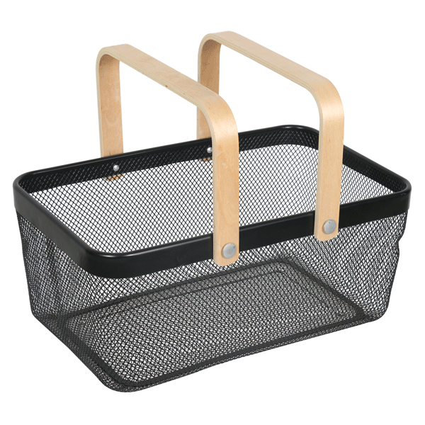 Customize 2021 High Quality Kitchen Fruit Storage Basket With Wooden Handle Mesh basket