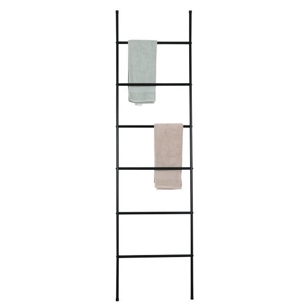 6 Levels Bathroom Accessory Towel Rack Trapezoidal Floor Standing Towel Rail Black Ladder Towel Rack