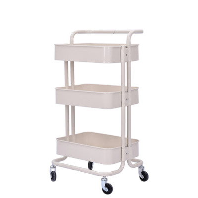 Metal Handing Cart 3-Tier And 4 Casters Rolling Storage Cart Kitchen Rack
