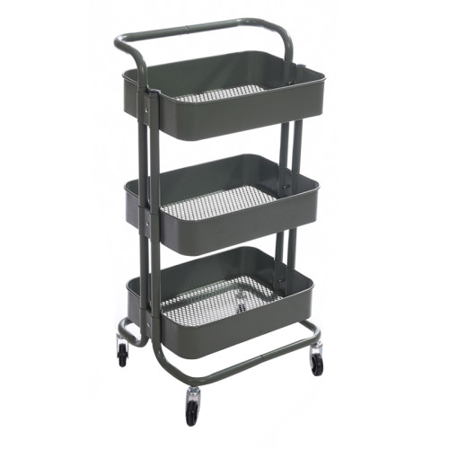 Metal Handing Cart 3-Tier And 4 Casters Rolling Storage Cart Kitchen Rack