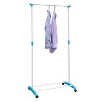 Rolling Clothing Garment Rack with Single Rod