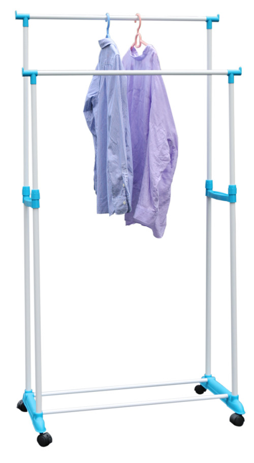 Double Rod Garment Rack with 4 Wheels