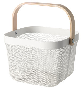 2021 New Storage Basket With Wooden Handles Metal Wire Portable Kitchen Square Mesh Basket