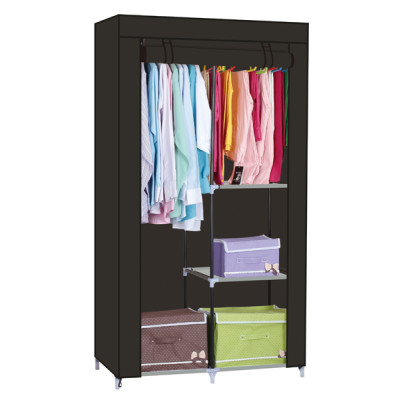 Wardrobe with Shelves and Dustproof Non-Woven Fabric Cover