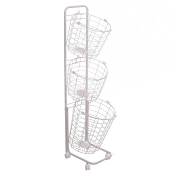 3 Tier Wire Basket Storage Rack with Wheels