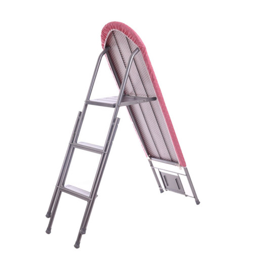 Foldable Ladder Ironing Board with Cotton Cover and Iron Rest