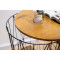 Metal Round Hollow-out Cage-based End Table with Wooden Top