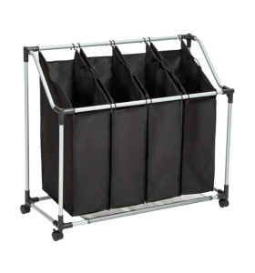 New Style Four Gird Waterproof Oxford Cloth Basket Laundry Sorter Cart