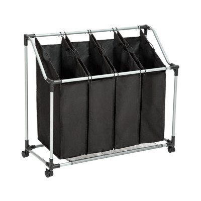 New Style Four Gird Waterproof Oxford Cloth Basket Laundry Sorter Cart