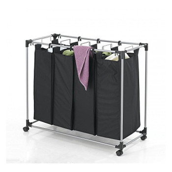 Removable 4 Bag Laundry Sorter Cart with Heavy Duty Rolling Wheels for Clothes Storage