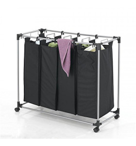 Removable 4 Bag Laundry Sorter Cart with Heavy Duty Rolling Wheels for Clothes Storage
