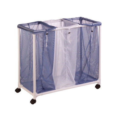 Mobile 3-Bag Heavy-Duty Laundry Storage Cart
