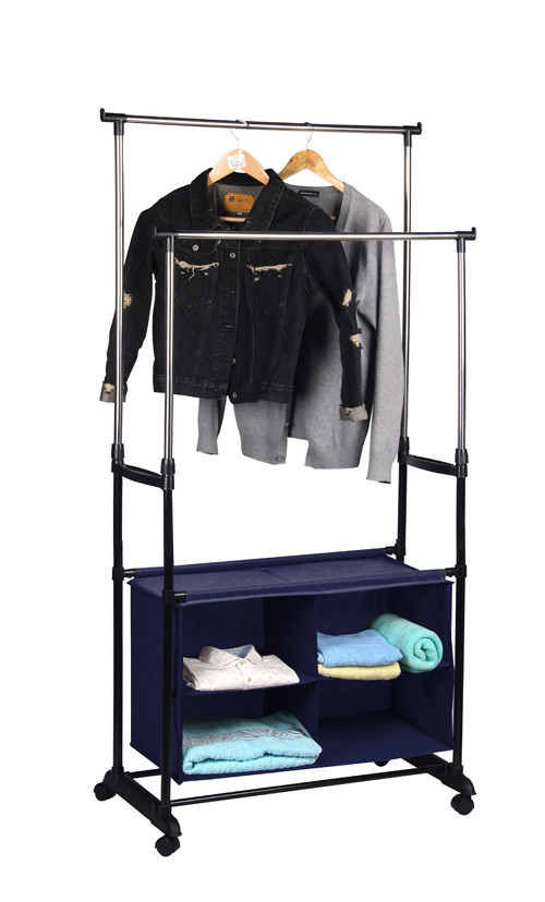 Wholesale Adjustable Height Iron Pipe Clothes Display Rack With Shelves