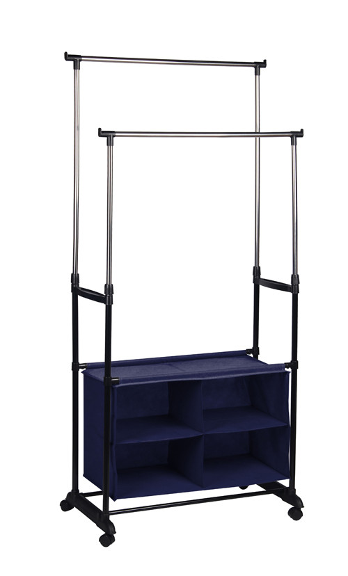 Wholesale Adjustable Height Iron Pipe Clothes Display Rack With Shelves