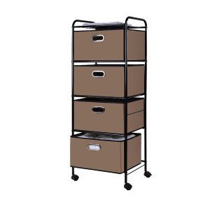 4 Drawer Storage Organizer Rolling Fabic Cart with Handles and Board