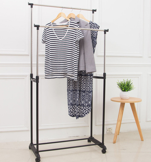 Double Rod Garment Rack with Wheels