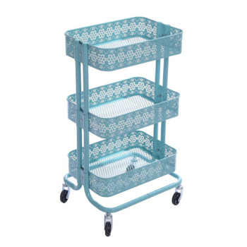 Heavy Duty Home Metal Storage Holder Kitchen Rack 3 Tier Rolling Cart