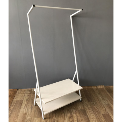 Single Rod Garment Rack with 2 Tier Shoe Bench