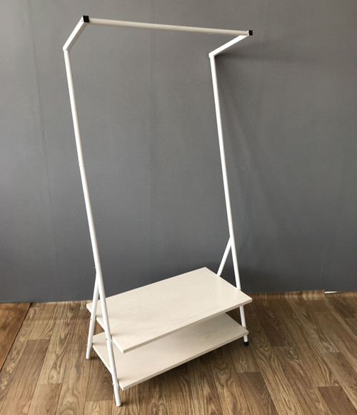 Single Rod Garment Rack with 2 Tier Shoe Bench