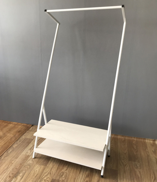 Single Rod Garment Rack with 2 Tier Shoe Bench