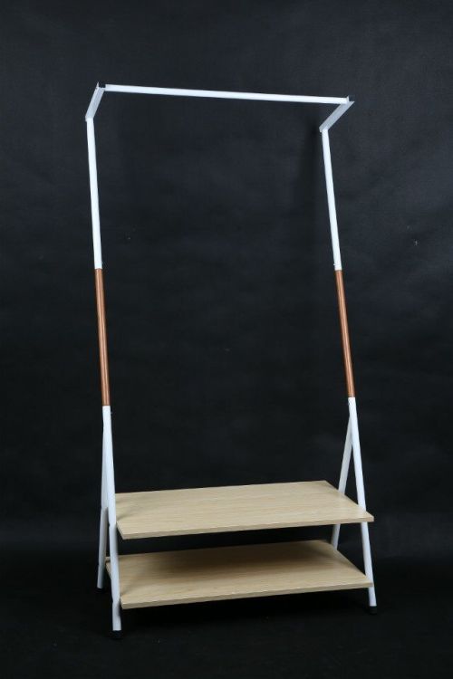 Single Rod Garment Rack with 2 Tier Shoe Bench