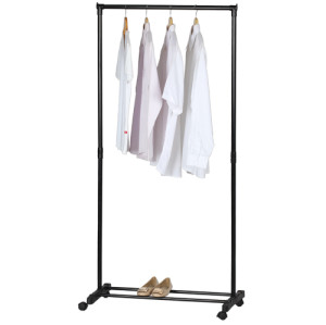 Single-rod Rolling Clothing Garment Rack with Storage Shelf