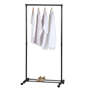 Single-rod Rolling Clothing Garment Rack with Storage Shelf
