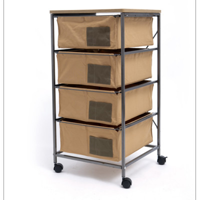 4 Drawer Storage Organizer Rolling Cart with Board