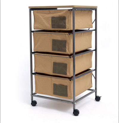 4 Drawer Storage Organizer Rolling Cart with Board